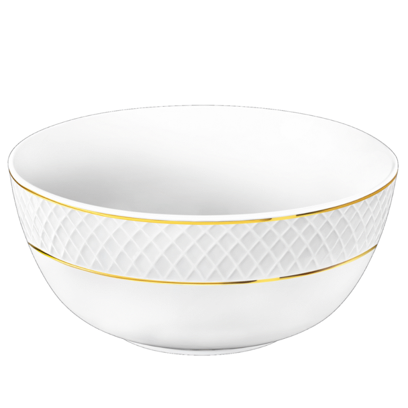 Salaterka biała porcelanowa ze złotym rantem 18 cm WL-880102370/A