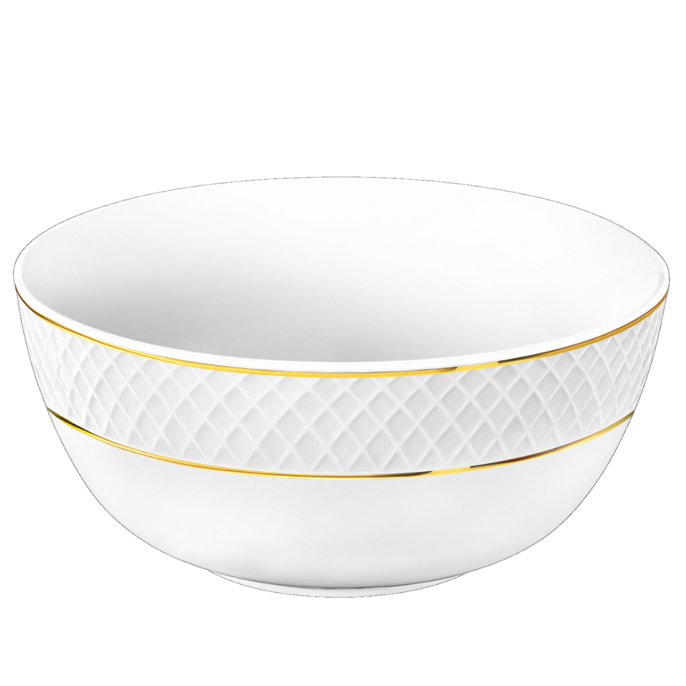 Salaterka biała porcelanowa ze złotym rantem 18 cm WL-880102370/A