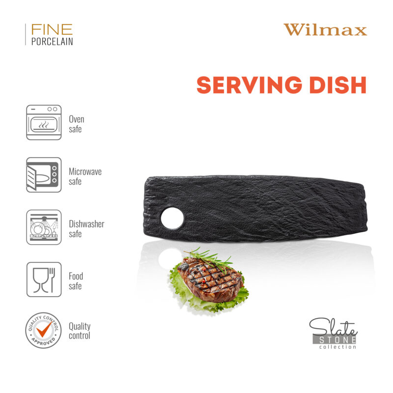 Półmisek do sushi czarny matowy porcelanowy 42x13 cm WL-661133/A
