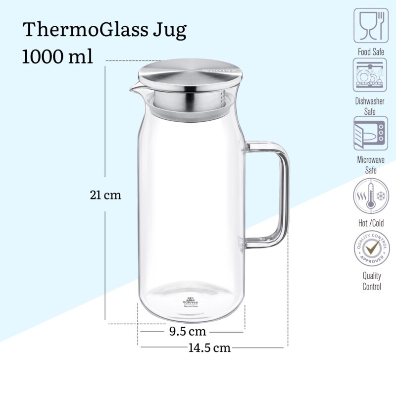 Dzbanek szklany z pokrywką metalową 1000 ml WL-888209/A