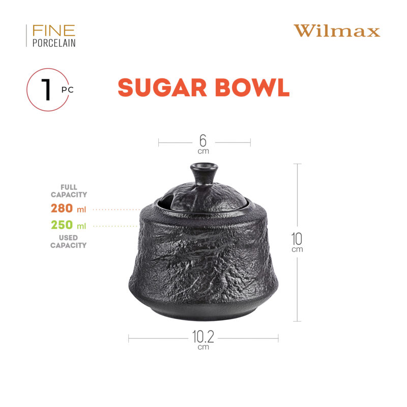 Cukiernica czarna matowa porcelanowa 280 ml WL-661160/A