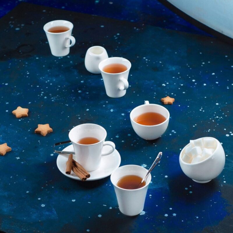 Filiżanka 160 ml i spodek do kawy zestaw 2 sztuki biały porcelanowa WL 993005/2C