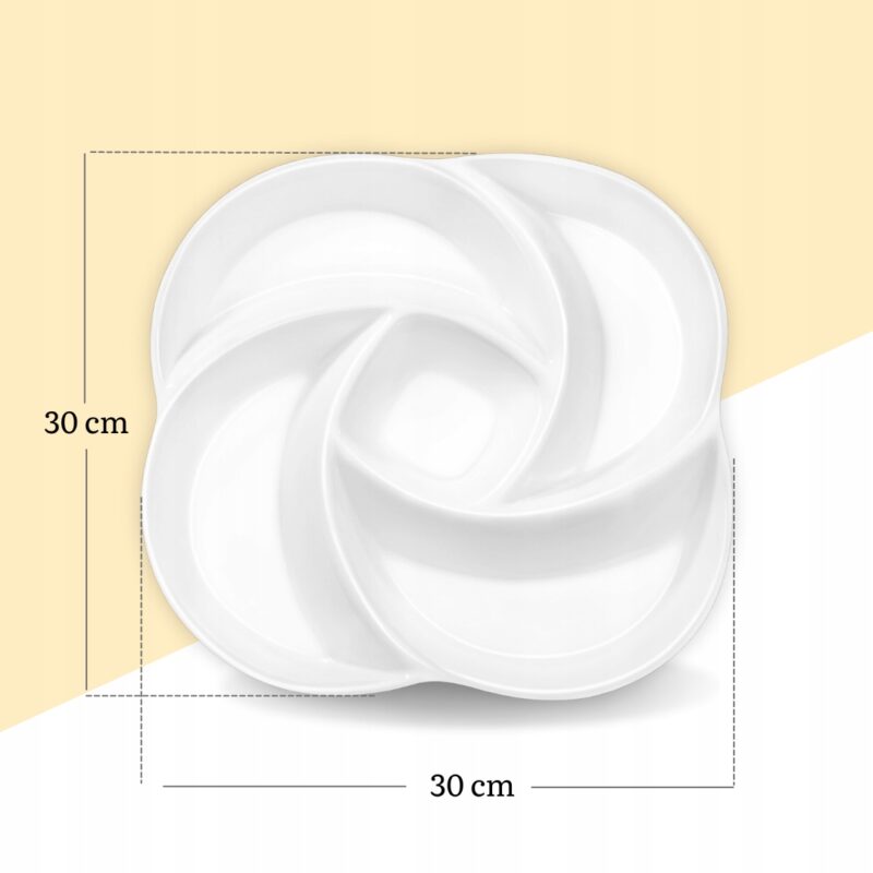 Półmisek dzielony na 5 sekcji 30 cm biały porcelanowy WL-992597/A