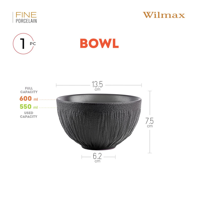 Salaterka czarna matowa porcelanowa 13.5 cm 600 ml WL-664116/A