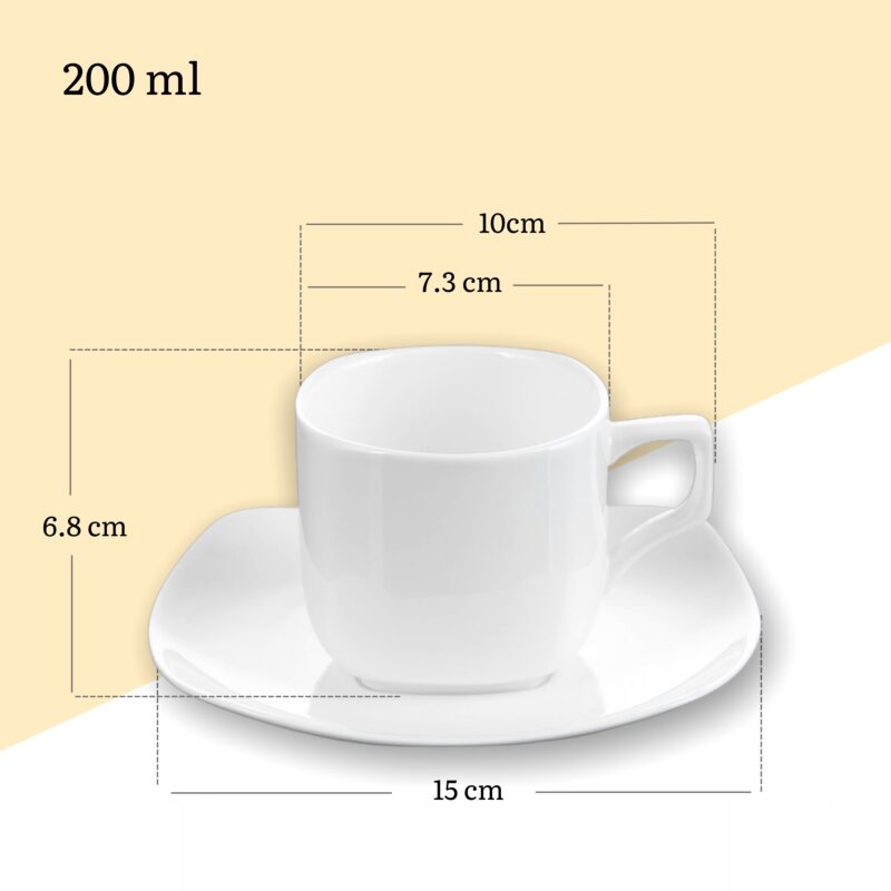 Filiżanka 200 ml do herbaty i spodek zestaw 2 sztuki biały porcelanowa WL-993003/2C