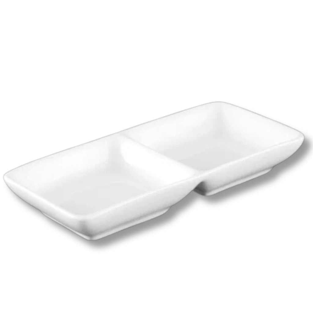 Półmisek dzielony 14,5x7,5 cm biały porcelanowy WL-992415/A