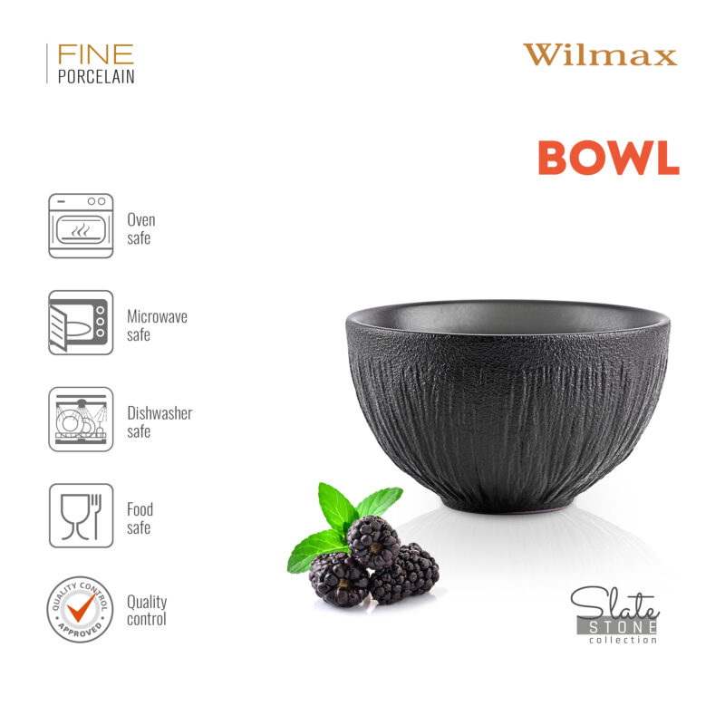 Salaterka czarna matowa porcelanowa 13.5 cm 600 ml WL-664116/A