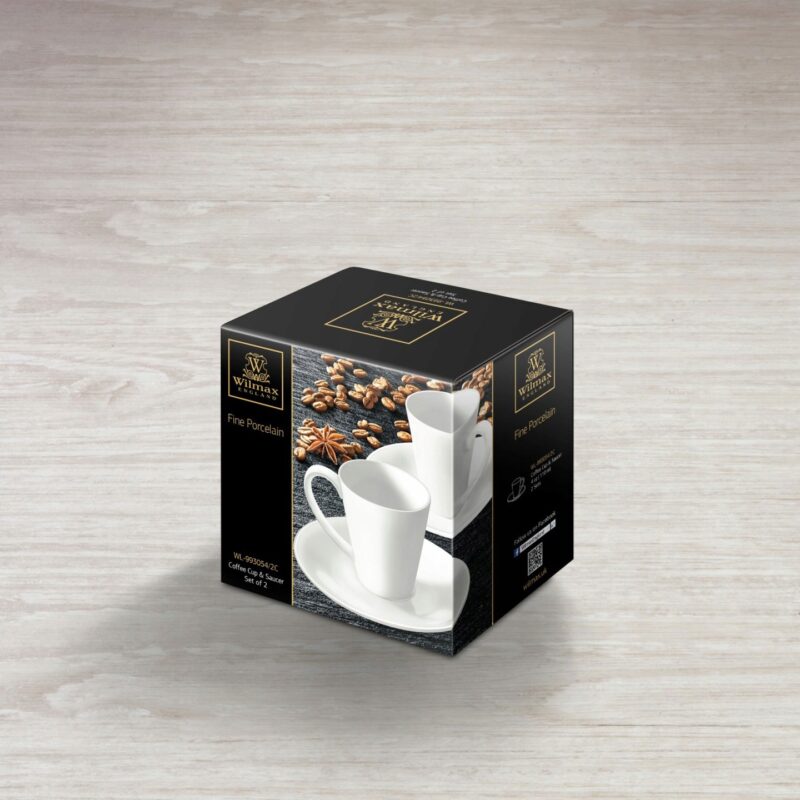 Filiżanka 110 ml i spodek do kawy zestaw 2 sztuki biały porcelanowa WL-993054/2C