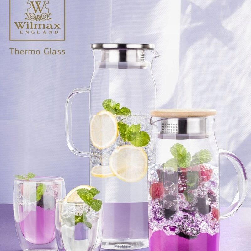 Dzbanek szklany z pokrywką metalową 1000 ml WL-888209/A
