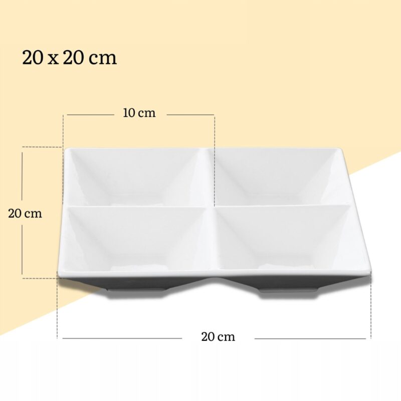 Półmisek dzielony 20x20 cm biały porcelanowy WL-992018/A