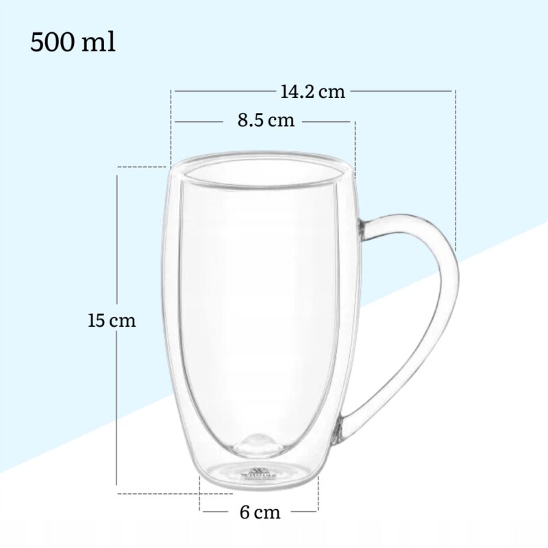 Termo Kubek szklany podwójne ścianki 500 ml WL-888742/A