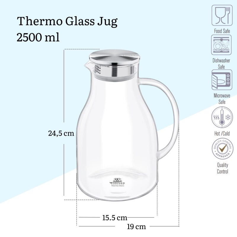 Dzbanek szklany z pokrywką metalową 2500 ml WL-888211/A