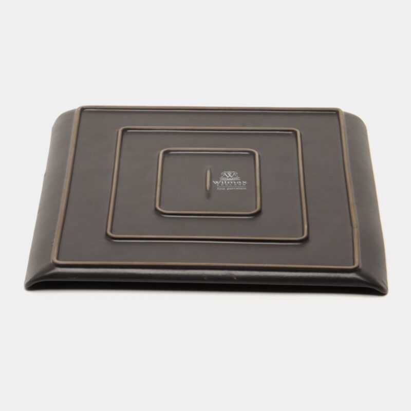 Talerz kwadratowy czarny matowy porcelanowy 21.5x21.5 cm WL-661106/A
