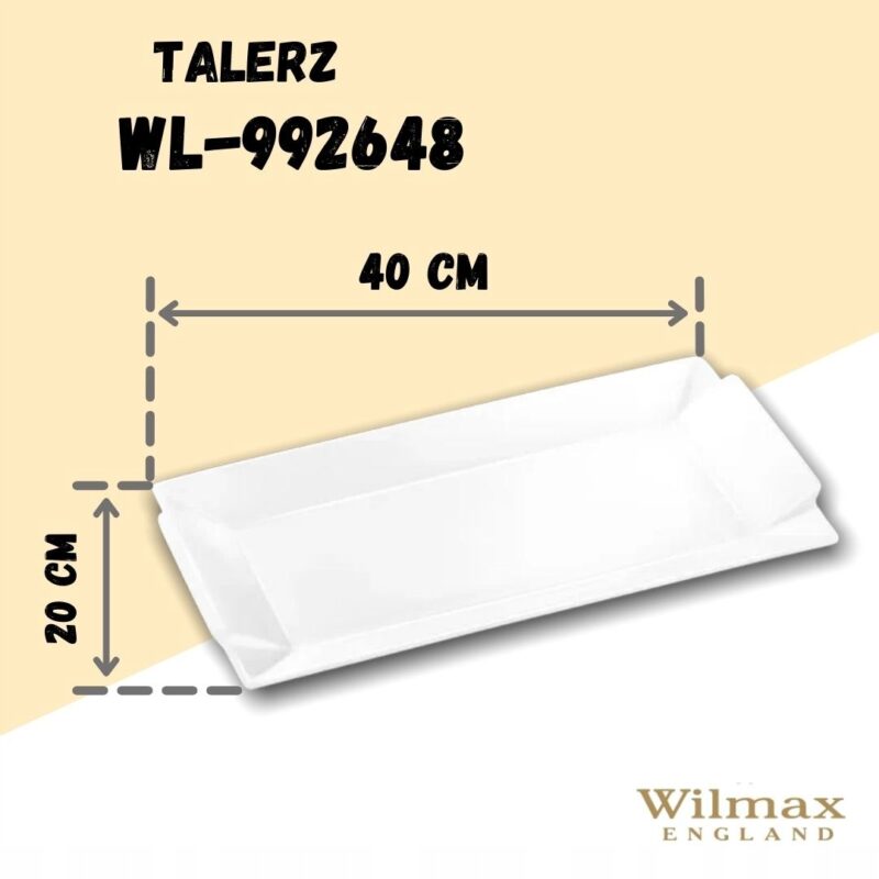 Talerz prostokątny 40x20 cm biały porcelanowy WL-992648/A