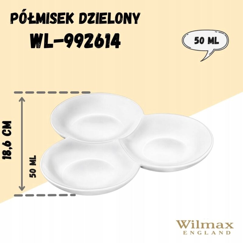 Półmisek dzielony 18 cm biały porcelanowy WL-992614/A
