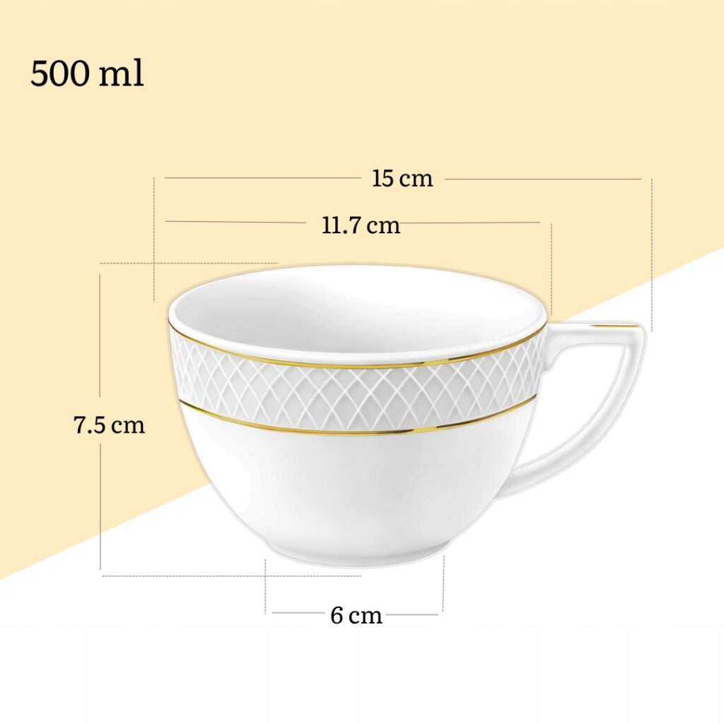 Kubek jumbo 500 ml biały porcelanowy ze złotym rantem WL-880102409/A