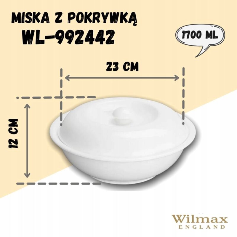 Misa z pokrywą 26 cm biała porcelanowa WL-992442/A