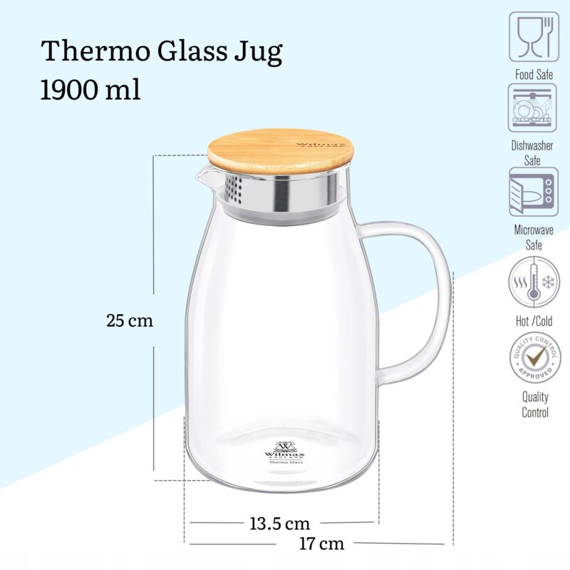 Dzbanek szklany z pokrywką bambusową 1900 ml WL-888216/A