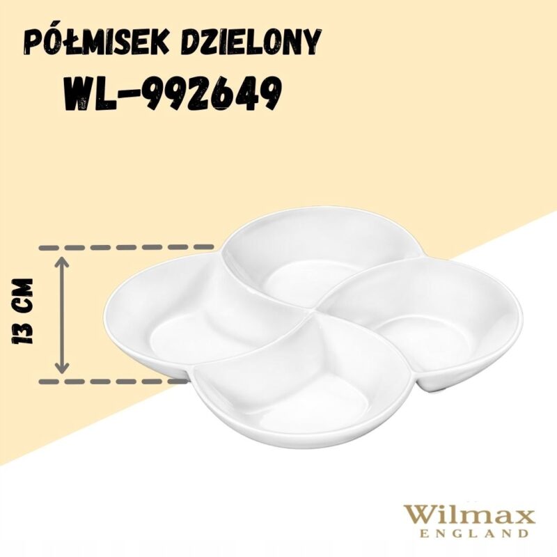 Półmisek dzielony 22x22 cm biały porcelanowy WL-992649/A