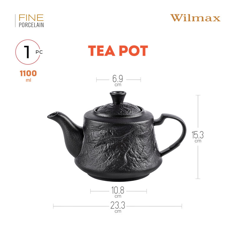 Czajniczek do herbaty czarny matowy porcelanowy 1100 ml WL-661159/A