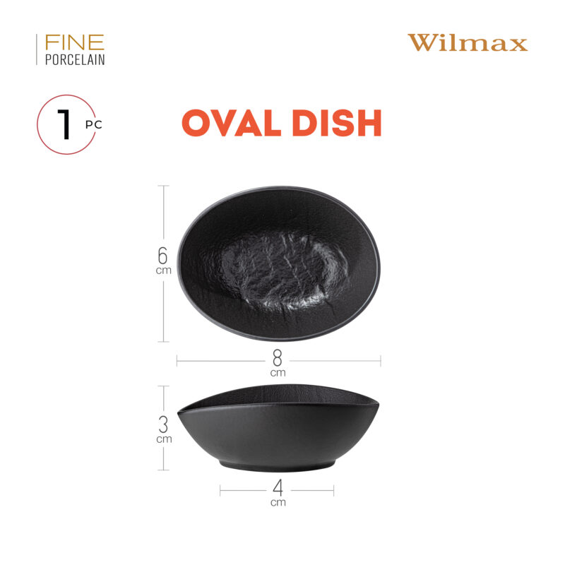 Misa owalna czarna matowa porcelanowa 8x6x3 cm WL-661117/A