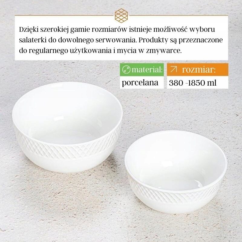 Salaterka biała porcelanowa zestaw 7 sztuk WL-880104/7C