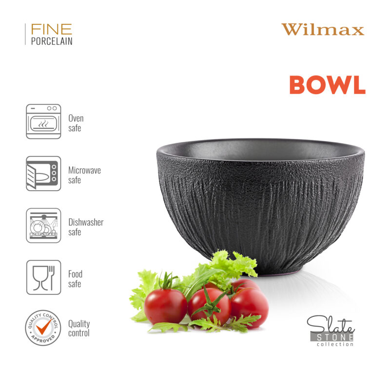 Salaterka czarna matowa porcelanowa 19 cm 1600 ml WL-664118/A