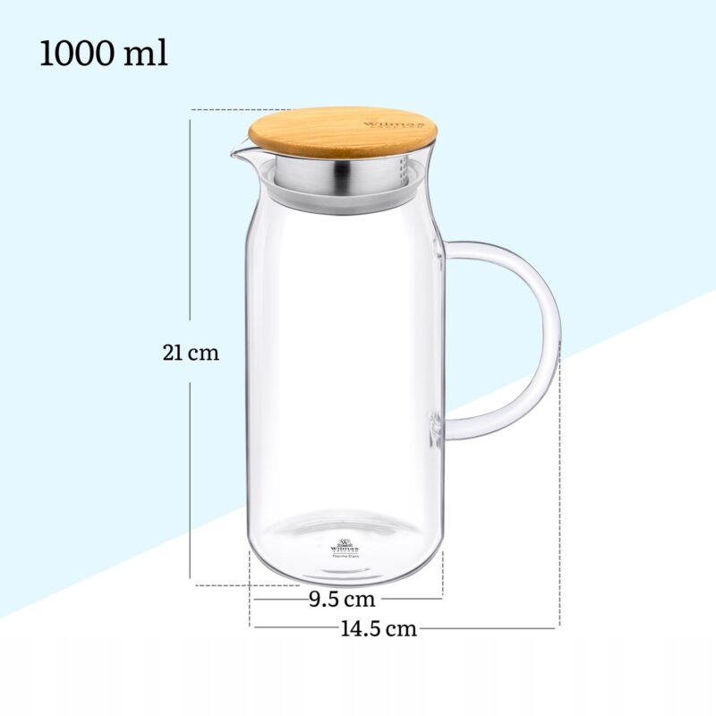 Dzbanek szklany z pokrywką bambusową 1000 ml WL-888207/A