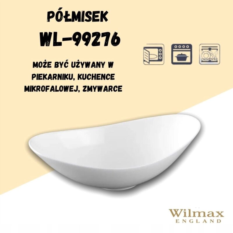 Półmisek głęboki owalny 30.5x16.5x8 cm biały porcelanowy WL-992762/A