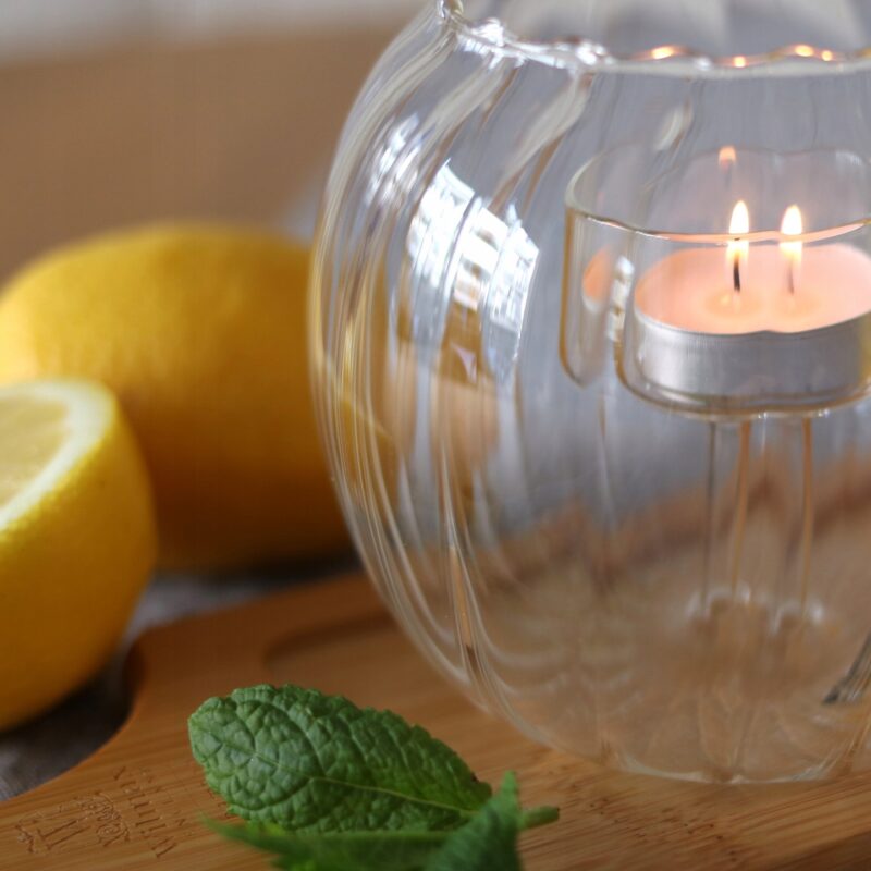 Świecznik szklany na 1 tealight 12x10 cm WL-888976/A