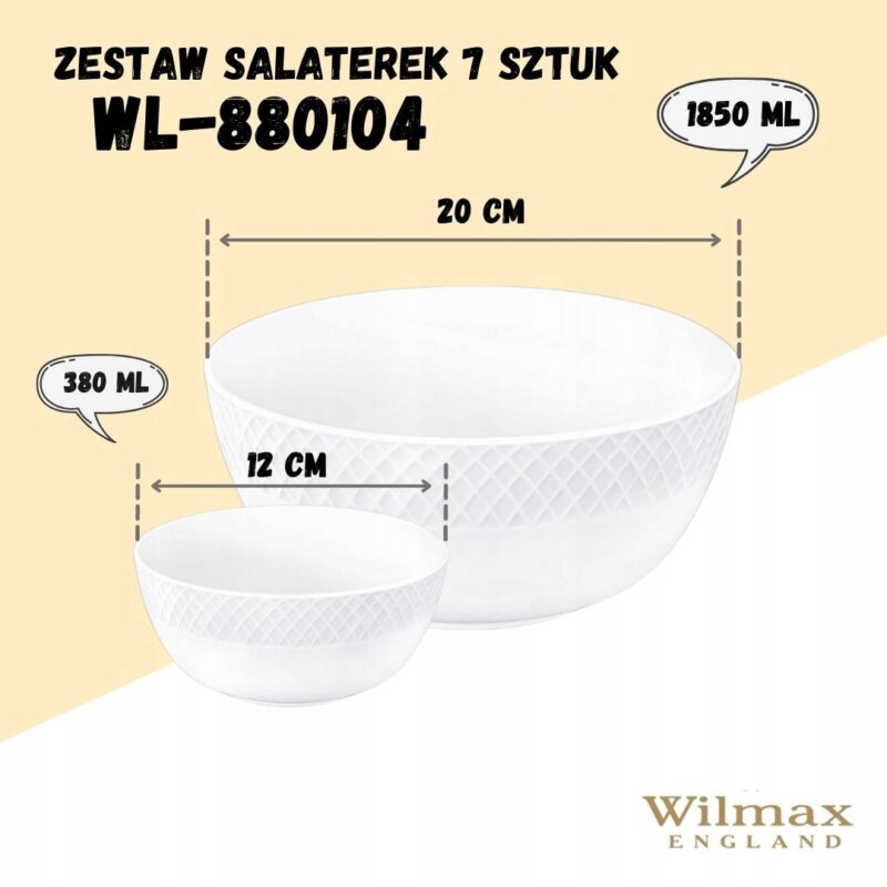 Salaterka biała porcelanowa zestaw 7 sztuk WL-880104/7C