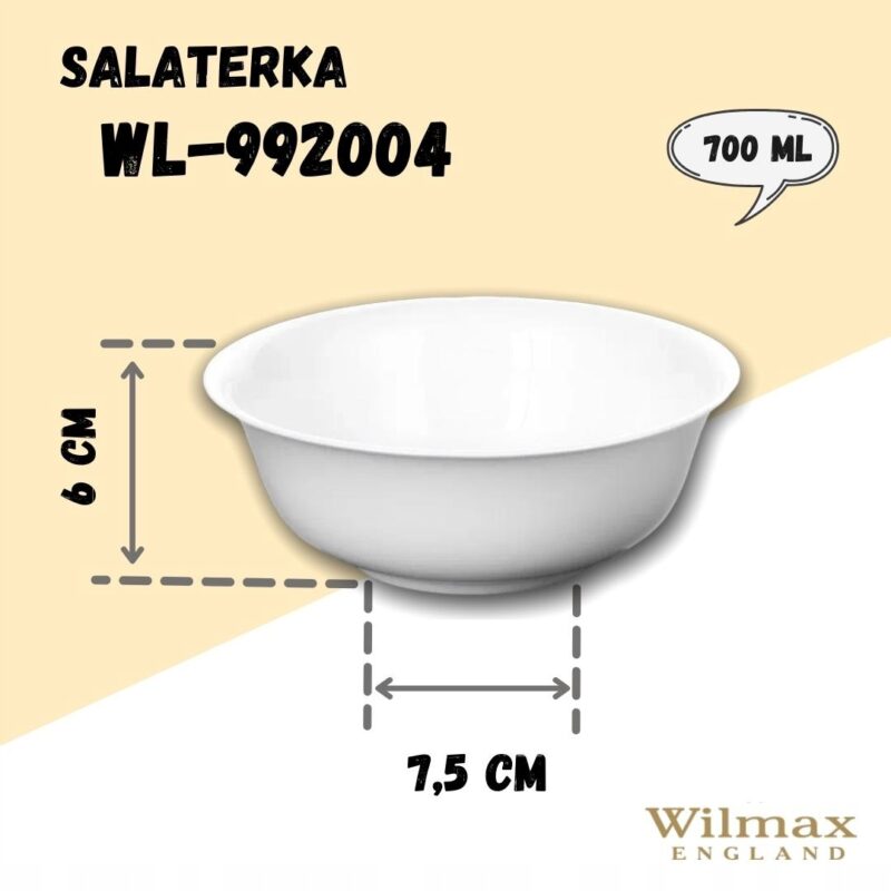 Salaterka 15 cm 700 ml biała porcelanowa WL-992004/A