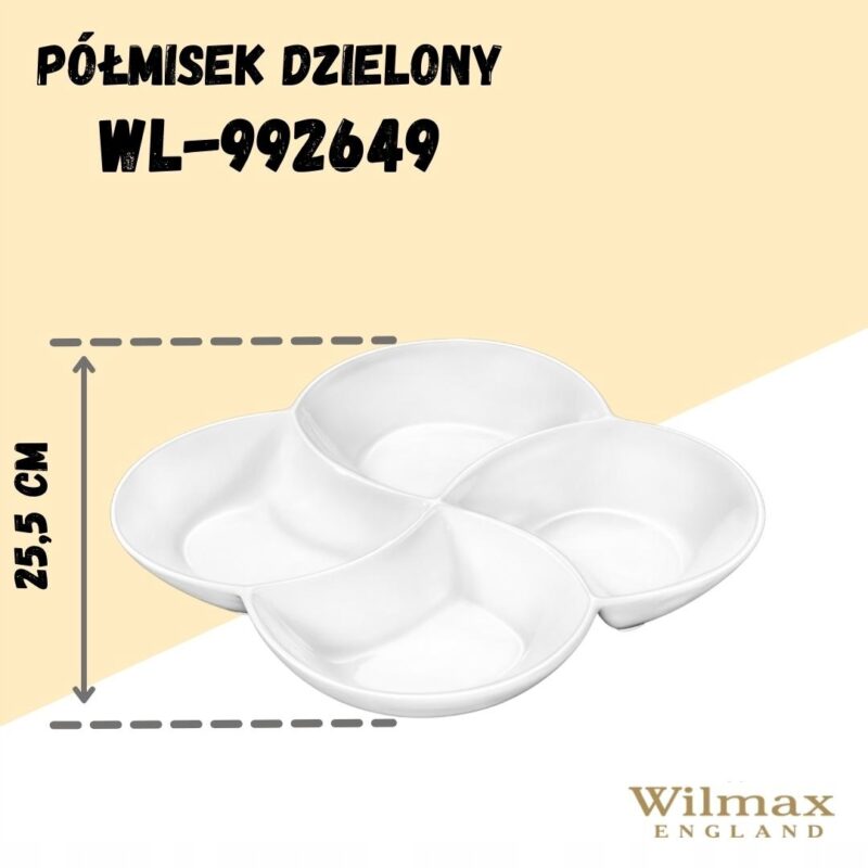 Półmisek dzielony 22x22 cm biały porcelanowy WL-992649/A