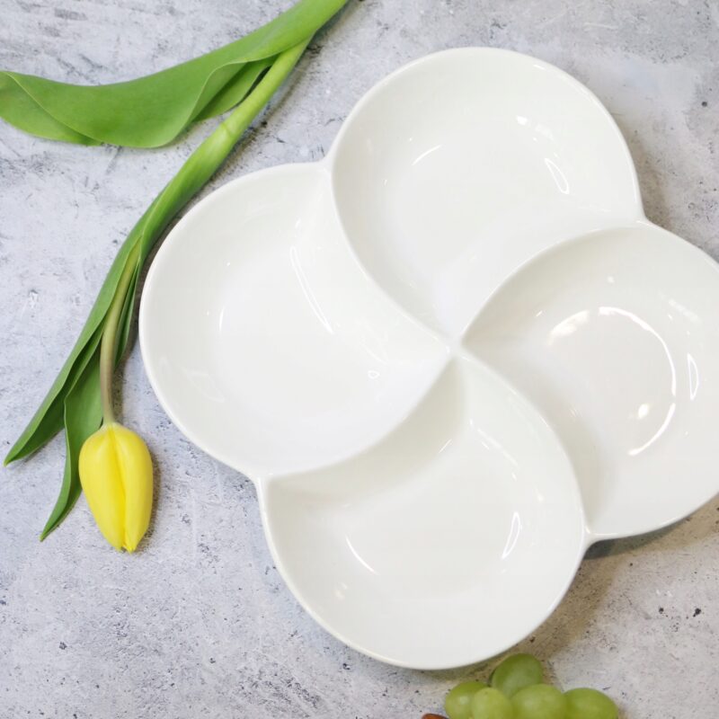 Półmisek dzielony 22x22 cm biały porcelanowy WL-992649/A