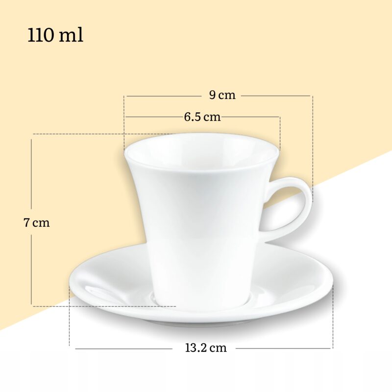 Filiżanka 110 ml i spodek do kawy zestaw 2 sztuki biały porcelanowa WL-993054/2C