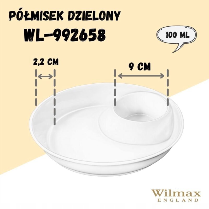Półmisek dzielony 22x22 cm biały porcelanowy WL-992658/A