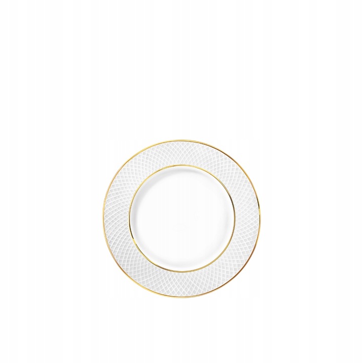 Talerz na pieczywo biały porcelanowy ze złotym rantem 15 cm WL-880102100/A