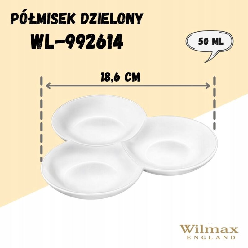 Półmisek dzielony 18 cm biały porcelanowy WL-992614/A
