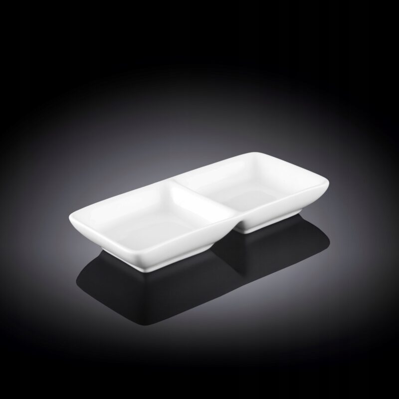 Półmisek dzielony 14,5x7,5 cm biały porcelanowy WL-992415/A