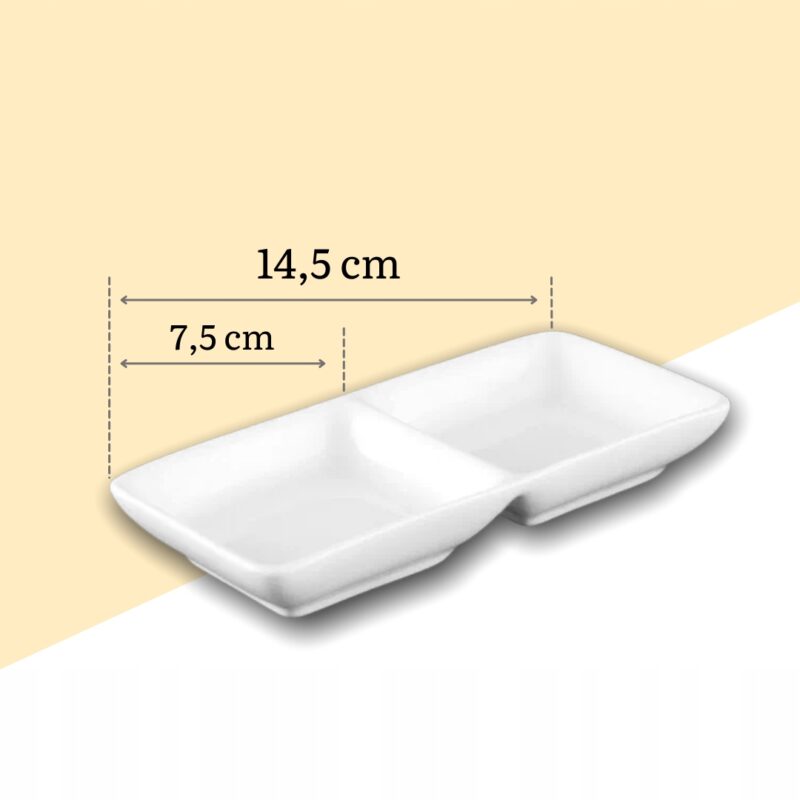 Półmisek dzielony 14,5x7,5 cm biały porcelanowy WL-992415/A
