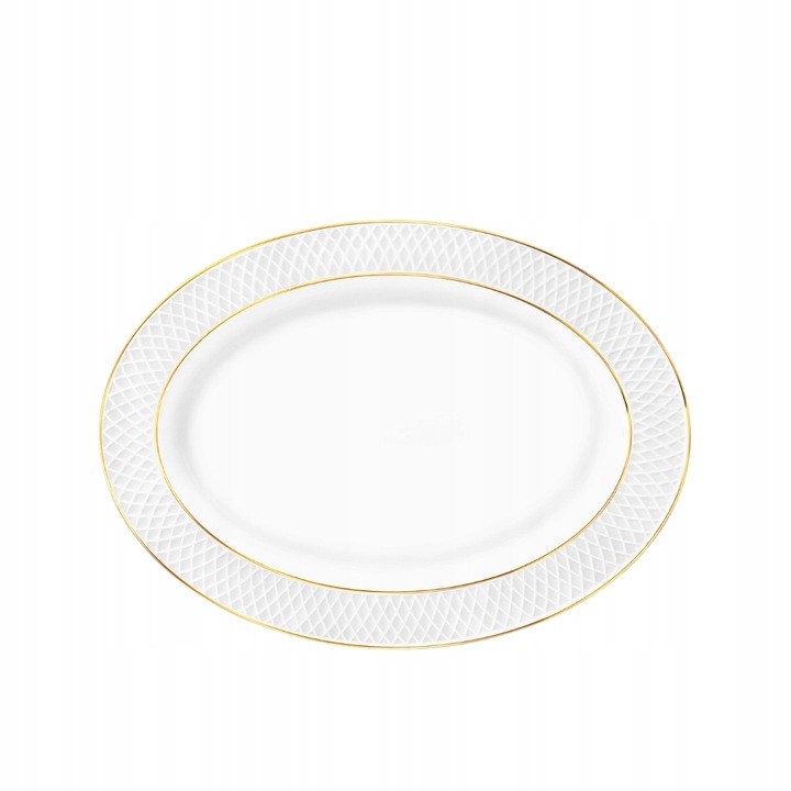 White rectangular porcelain platter with gold rim 35x25 cm WL-880102117/A