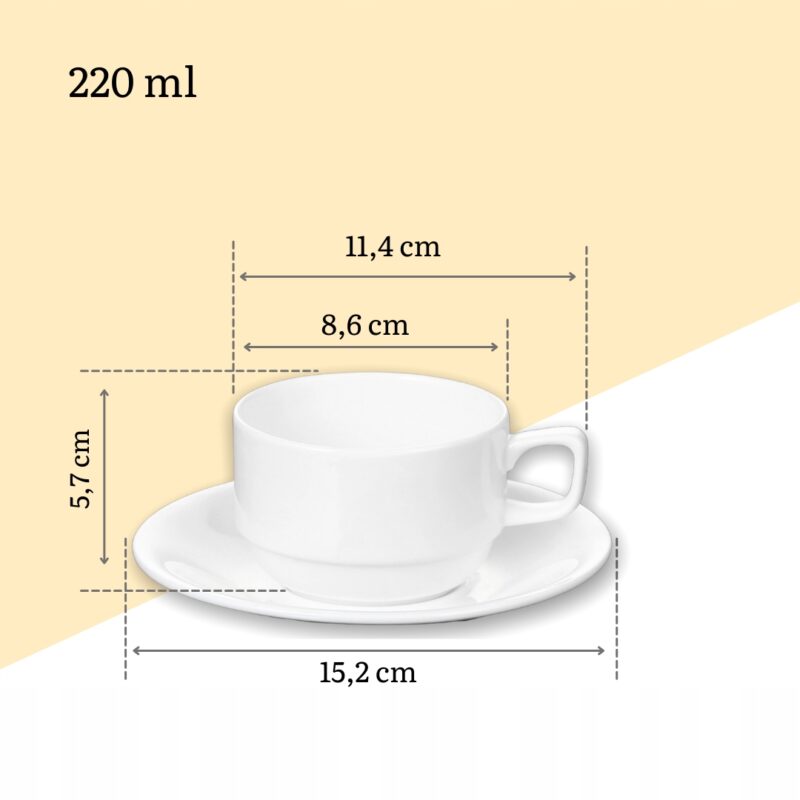 Filiżanka 220 ml klasyczna i spodek do herbaty WL-993008/AB