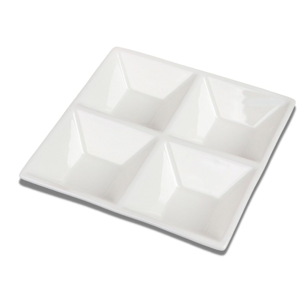 Półmisek dzielony 20x20 cm biały porcelanowy WL-992018/A