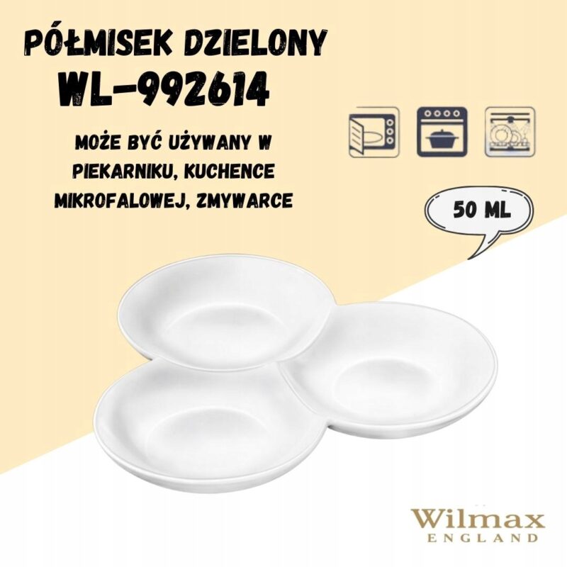 Półmisek dzielony 18 cm biały porcelanowy WL-992614/A