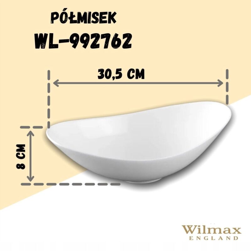 Półmisek głęboki owalny 30.5x16.5x8 cm biały porcelanowy WL-992762/A