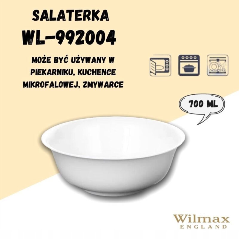 Salaterka 15 cm 700 ml biała porcelanowa WL-992004/A