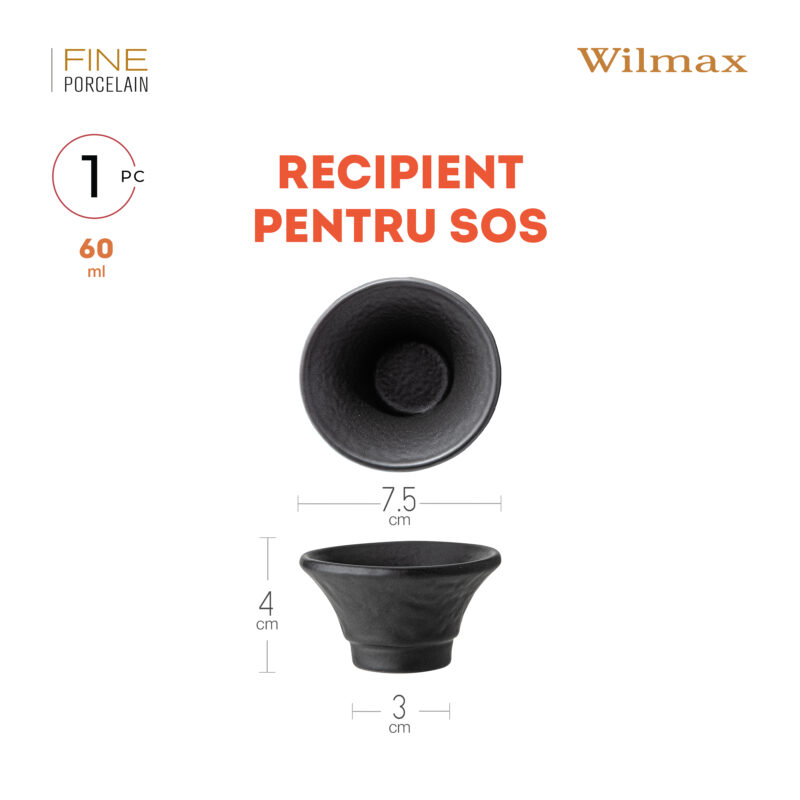 Sosjerka czarna matowa porcelanowa 7.5x4 cm 60 ml WL-661134/A