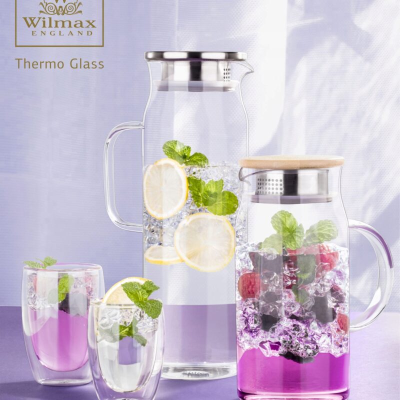 Dzbanek szklany z pokrywką bambusową 1000 ml WL-888207/A
