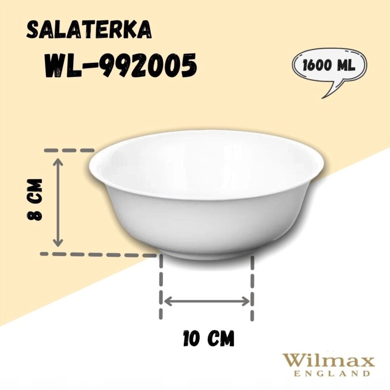 Salaterka 20 cm 1600 ml biała porcelanowa WL-992005/A