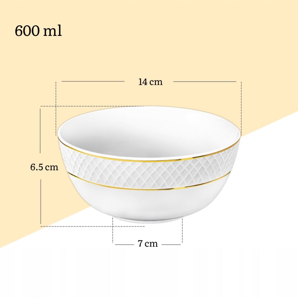 Miska biała porcelanowa ze złotym rantem 14 cm 600 ml WL-880102367/A